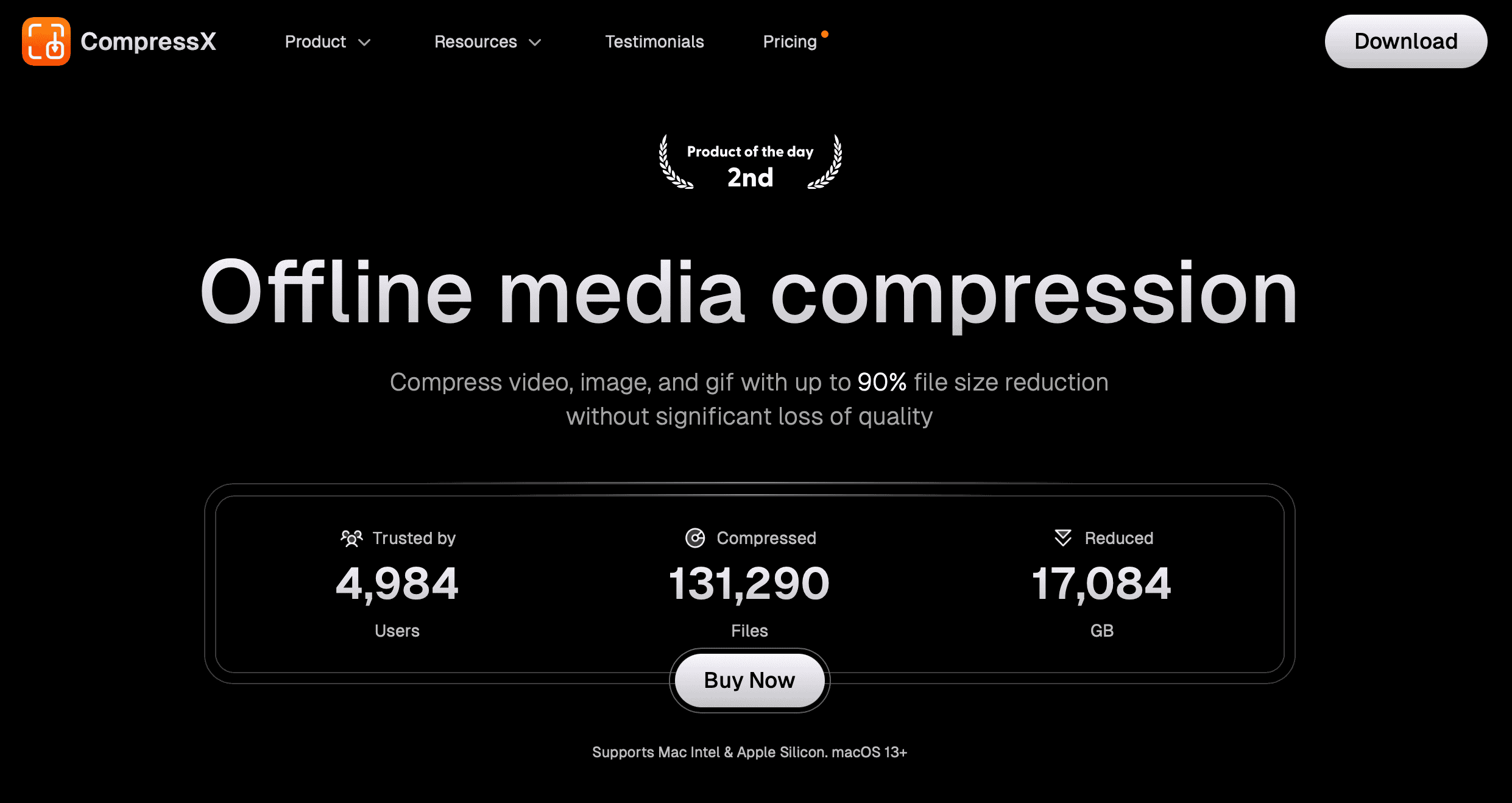 CompressX landing page