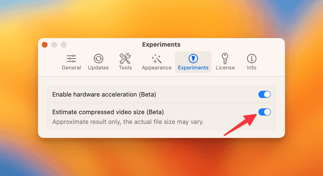 CompressX esimate file size setting