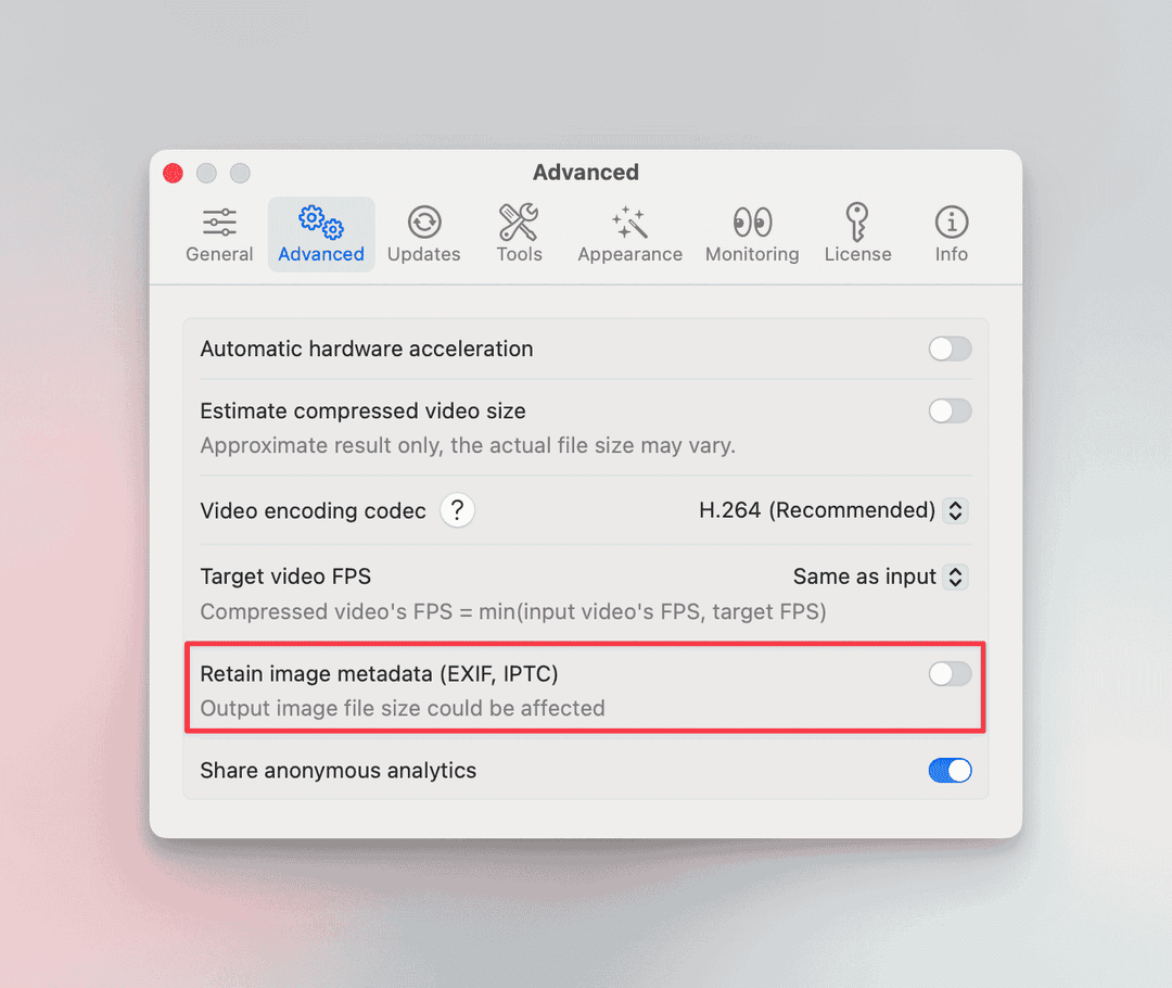 CompressX retain image metadata