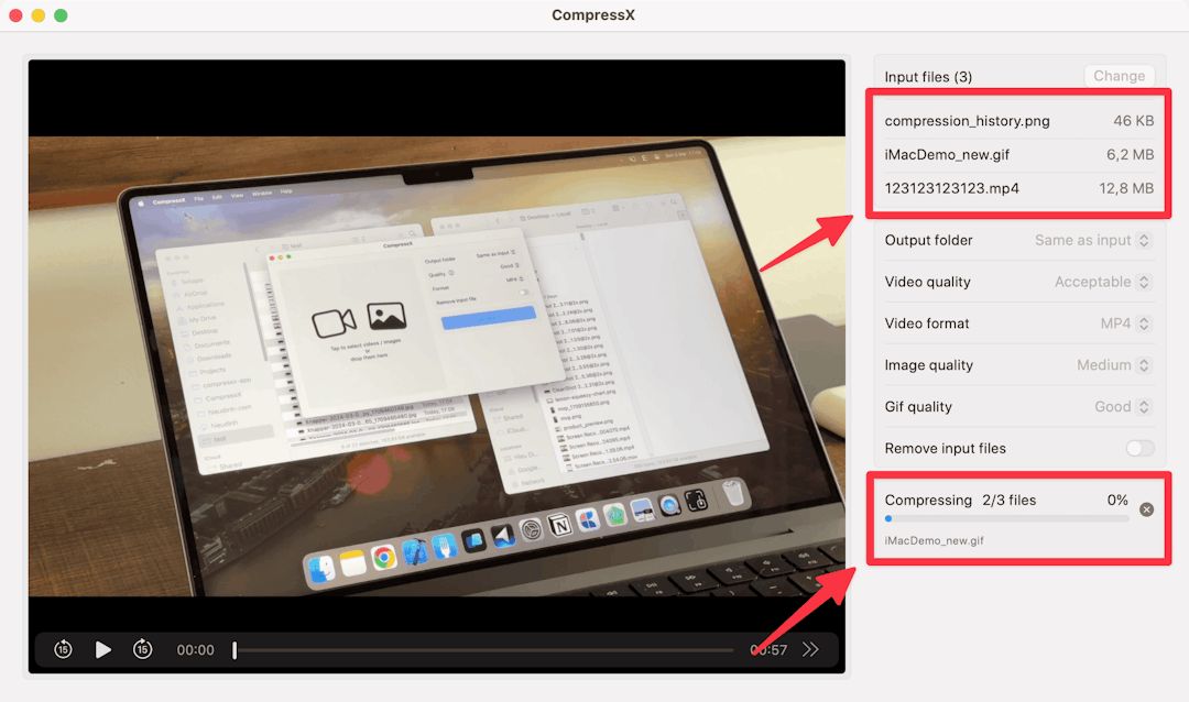 CompressX gif conversion progress