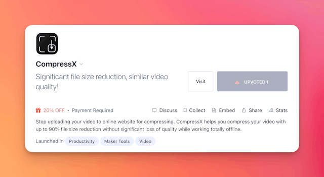 CompressX is live on Product Hunt! 🚀
